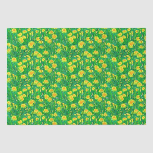 Dandelion Bloom Summer Flowers Floral Green Yellow Tissuepapier (Voorkant)