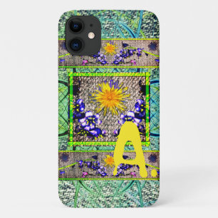 Dandelion Bluebell Denim Spring Monogram Telefoon iPhone 11 Hoesje