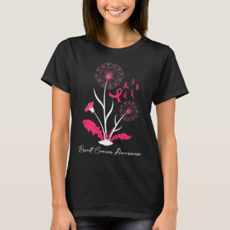 Dandelion Breast Cancer Awareness Roze Ribbon Supe T-shirt