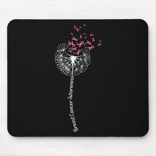 Dandelion Breast Cancer Awareness Warrior Pink Rib Muismat (Voorkant)