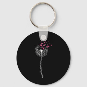 Dandelion Breast Cancer Awareness Warrior Pink Rib Sleutelhanger