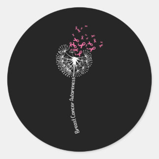 Dandelion Breast Cancer Awareness Warrior Pink Ronde Sticker