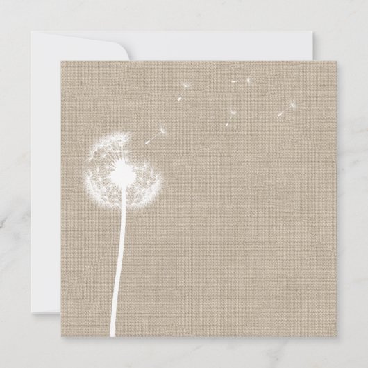 Dandelion Burlap Blank Invitation Kaart (Voorkant)