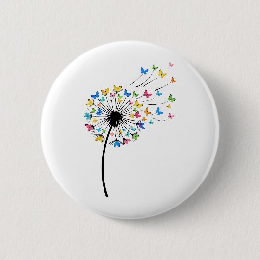 Dandelion butterfly flow ronde button 5,7 cm (Voorkant)