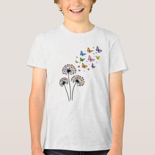 Dandelion butterfly flow Tri-Blend shirt (Voorkant)