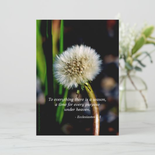 Dandelion Celebration of Life Invitation Scripture Kaart (Staand voorkant)