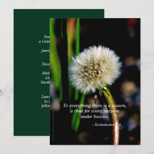 Dandelion Celebration of Life Invitation Scripture Kaart