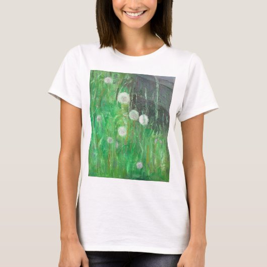 Dandelion Clocks in Grass 2008 oil op canvas T-shirt (Voorkant)