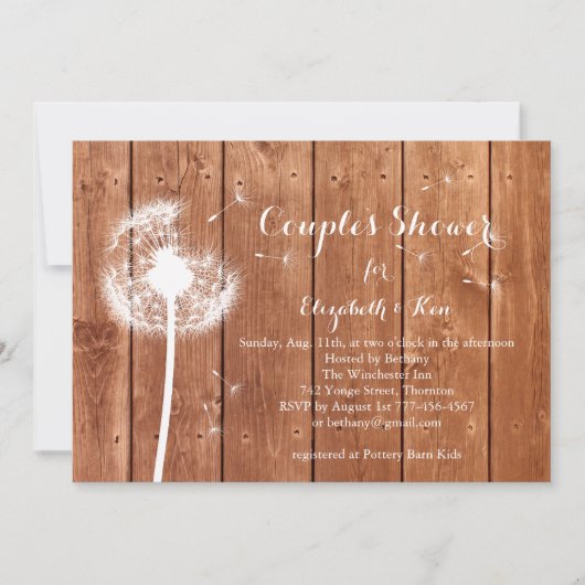 Dandelion Couple's Shower Invitation - eiken Kaart (Voorkant)