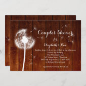 Dandelion Couple's Shower Invitation - hout Kaart (Voorkant / Achterkant)