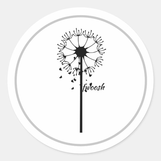 Dandelion dans le Sticker rond classique du vent d (Devant)