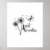 Dandelion Dragonfly enkel Breathe Poster (Voorkant)