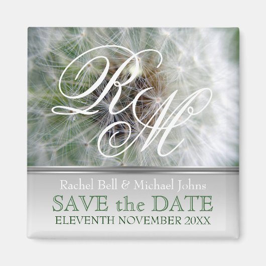 Dandelion Dreams Monogram SavetheDate Magnet Magneet (Voorkant)