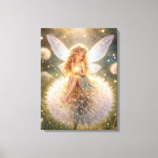 Dandelion Fairy in the glowing meadow Canvas Afdruk