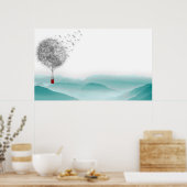 dandelion fantasy hot air ballonlandschap poster (Keuken)