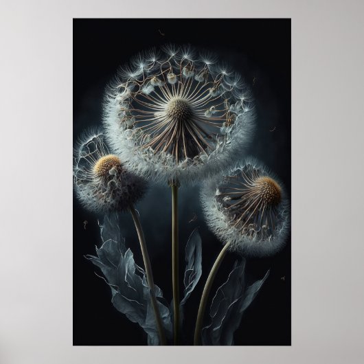 Dandelion Fleurs Art Affiche d'impression (Devant)