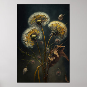Dandelion Fleurs Art Affiche d'impression