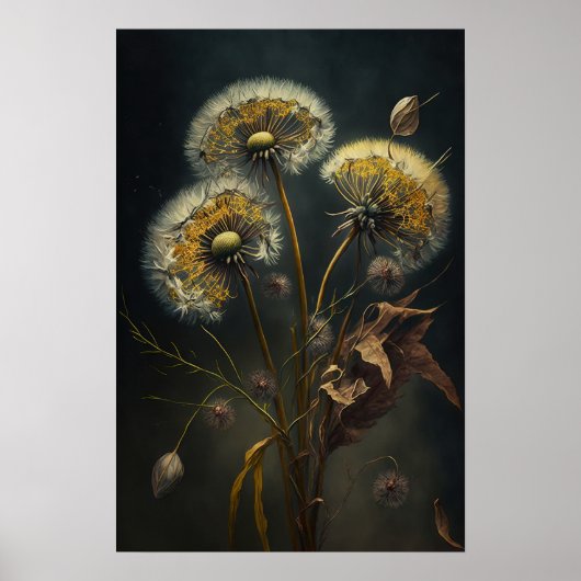 Dandelion Fleurs Art Affiche d'impression (Devant)