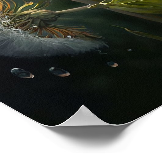 Dandelion Fleurs Art Affiche d'impression (Coin)