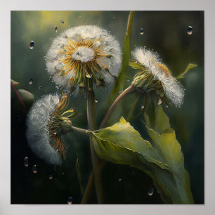 Dandelion Fleurs Art Affiche d'impression