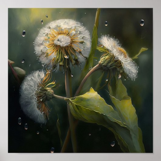 Dandelion Fleurs Art Affiche d'impression (Devant)