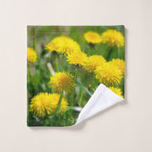 Dandelion Fleurs Dandelions Jaune Vert (Gant de toilette)