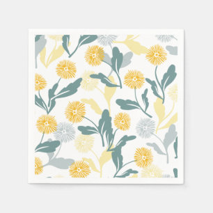 Dandelion florale patroon, wit servet
