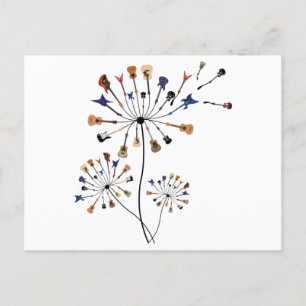 Dandelion Flowers Music Lover Gift for Guitarlist Briefkaart