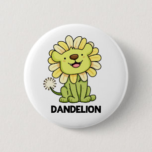 Dandelion Funny Lion Flower Pun Ronde Button 5,7 Cm