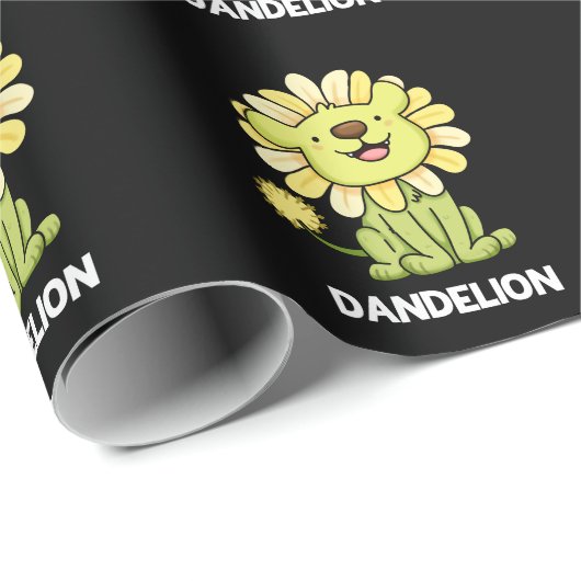 Dandelion Funny Lion Pun Dark BG Cadeaupapier (Rol Hoek)