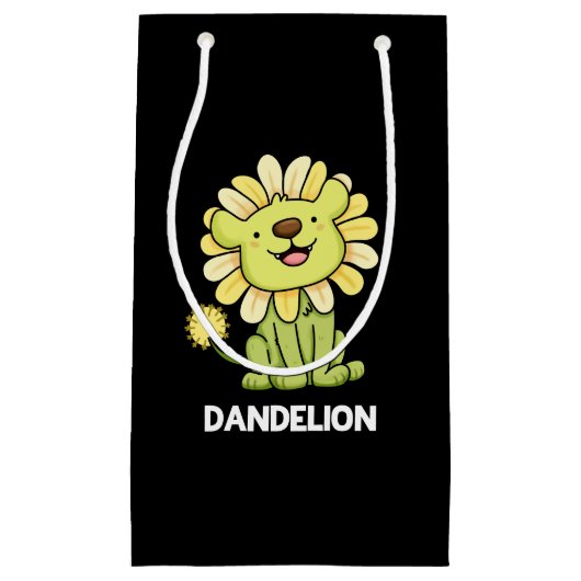 Dandelion Funny Lion Pun Dark BG Klein Cadeauzakje (Voorkant)