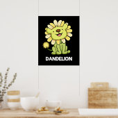 Dandelion Funny Lion Pun Dark BG Poster (Keuken)