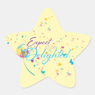 Dandelion, geel en kleurrijk positieve zin ster sticker