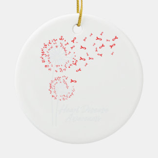 Dandelion Go Red Ribbon Heart Disease Awareness Keramisch Ornament
