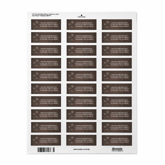 Dandelion Grange Bois Rustique Mariage Étiquettes  (Feuille entière)