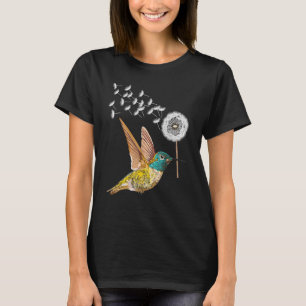Dandelion Hummingbird Flower for Birdwatcher Herba T-shirt