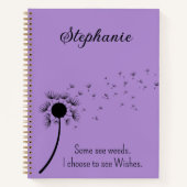 Dandelion in de wind - ik kies Paars Notitieboek (Voorkant)