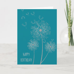 Dandelion in kleur moderne bloemetjesverjaardag kaart