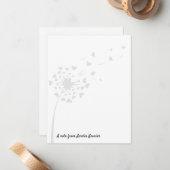 Dandelion Light Grey Cute Simple Script Name Chic Notitiekaartje (Voorkant / Achterkant in situ)