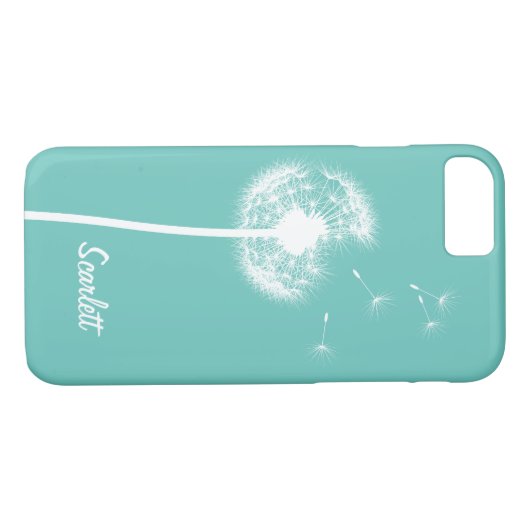 Dandelion Monogram Turquoise iPhone 7 Coque (Dos (Horizontal))