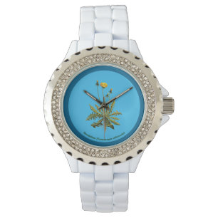 Dandelion op blauw horloge