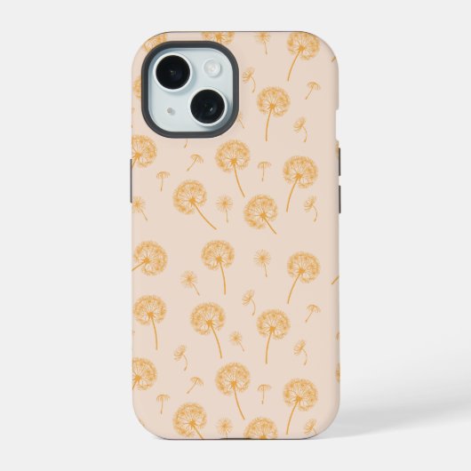 Dandelion Pattern iPhone 14 Tough Funda, Brillante (Verso)