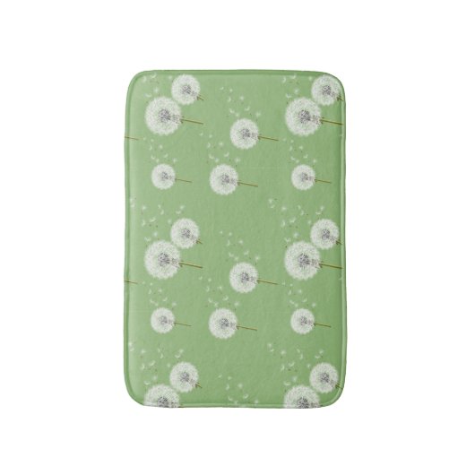 Dandelion Pattern on Green Background Badmat (Voorkant Verticaal)