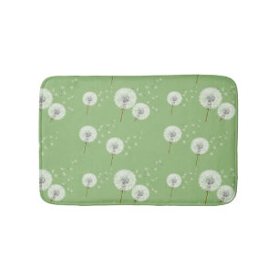 Dandelion Pattern on Green Background Badmat