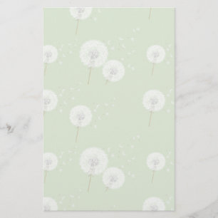 Dandelion Pattern on Green Background Briefpapier