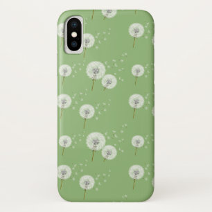 Dandelion Pattern on Green Background iPhone X Hoesje