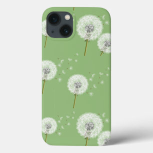 Dandelion Pattern on Green Background iPhone 13 Hoesje