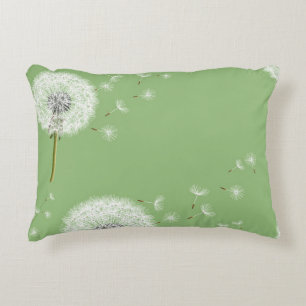 Dandelion Pattern on Green Background Decoratief Kussen