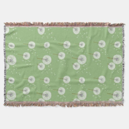 Dandelion Pattern on Green Background Deken (Voorkant)