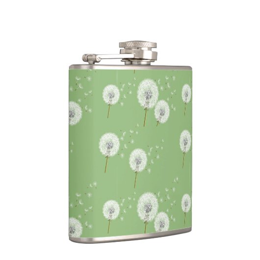 Dandelion Pattern on Green Background Heupfles (Rechts)